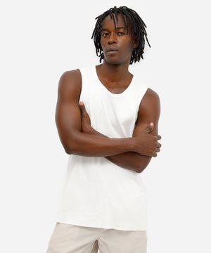 regata masculina de algodão texturizada off white