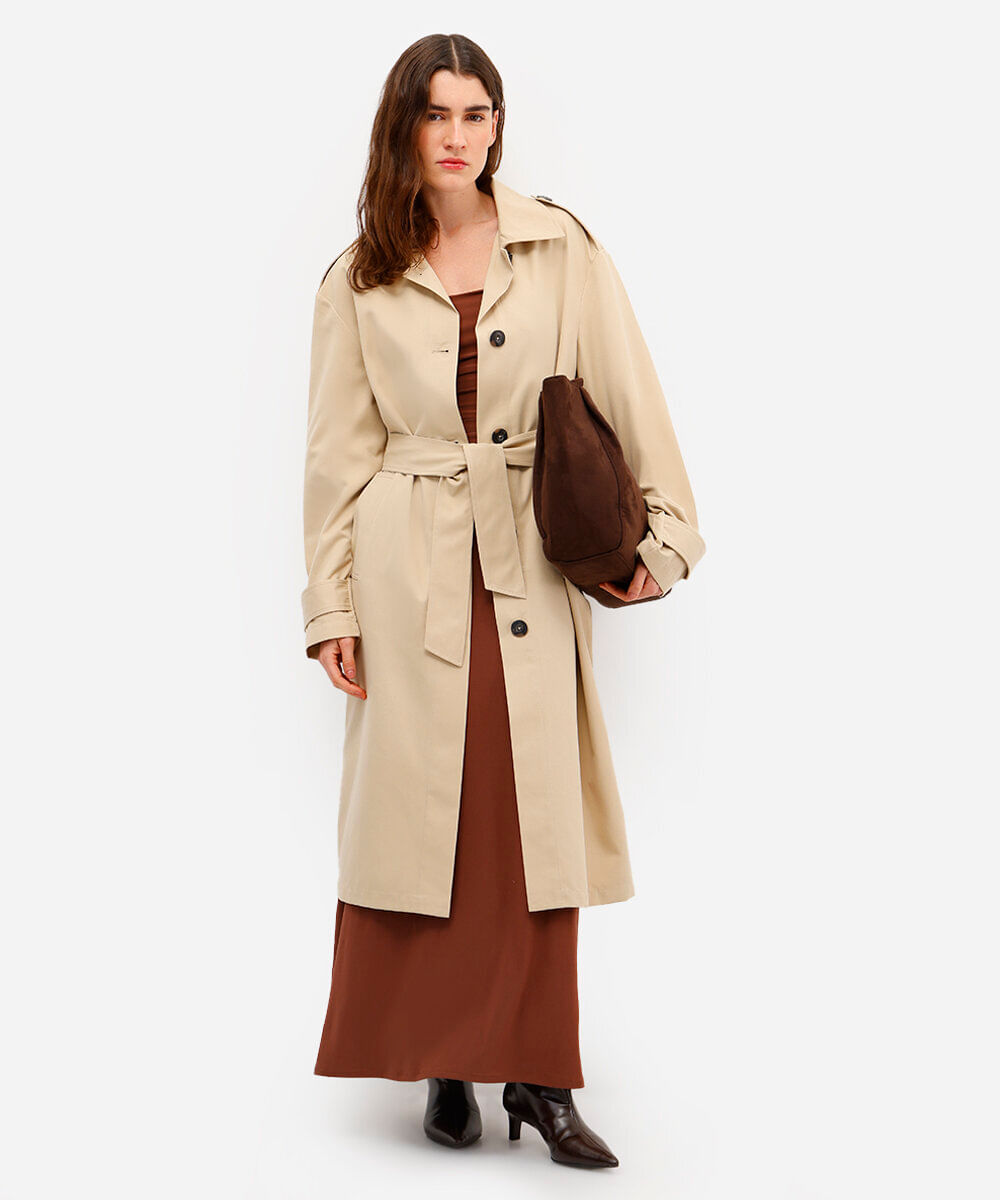 trench coat feminino oversized bege
