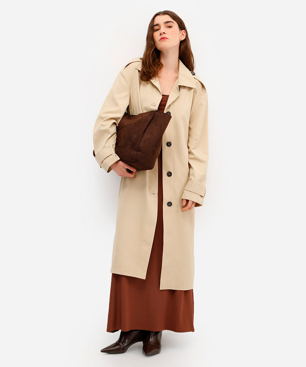 trench coat feminino oversized bege