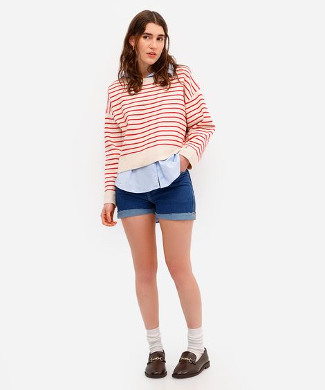 short hot pant feminino jeans cintura alta azul