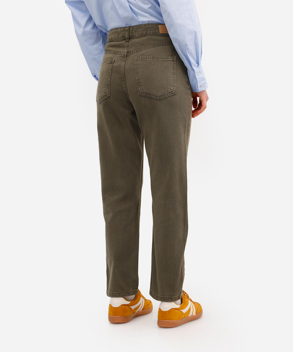calça mom feminina de sarja cintura alta verde