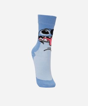 meia cano alto stitch azul