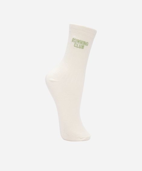 meia cano longo bordada running club off white