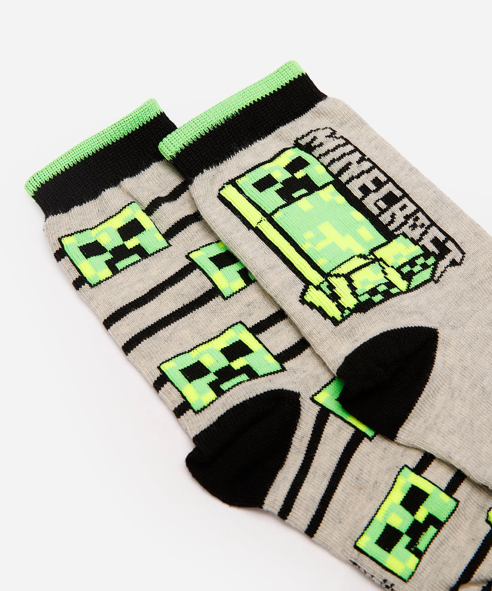kit duas meias cao médio minecraft colorido