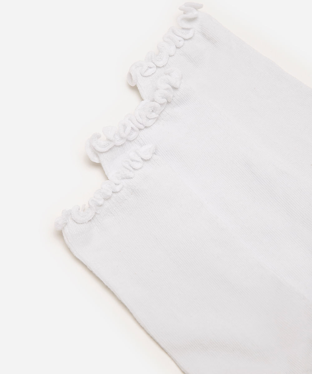 kit 3 meias cano alto frufru branco