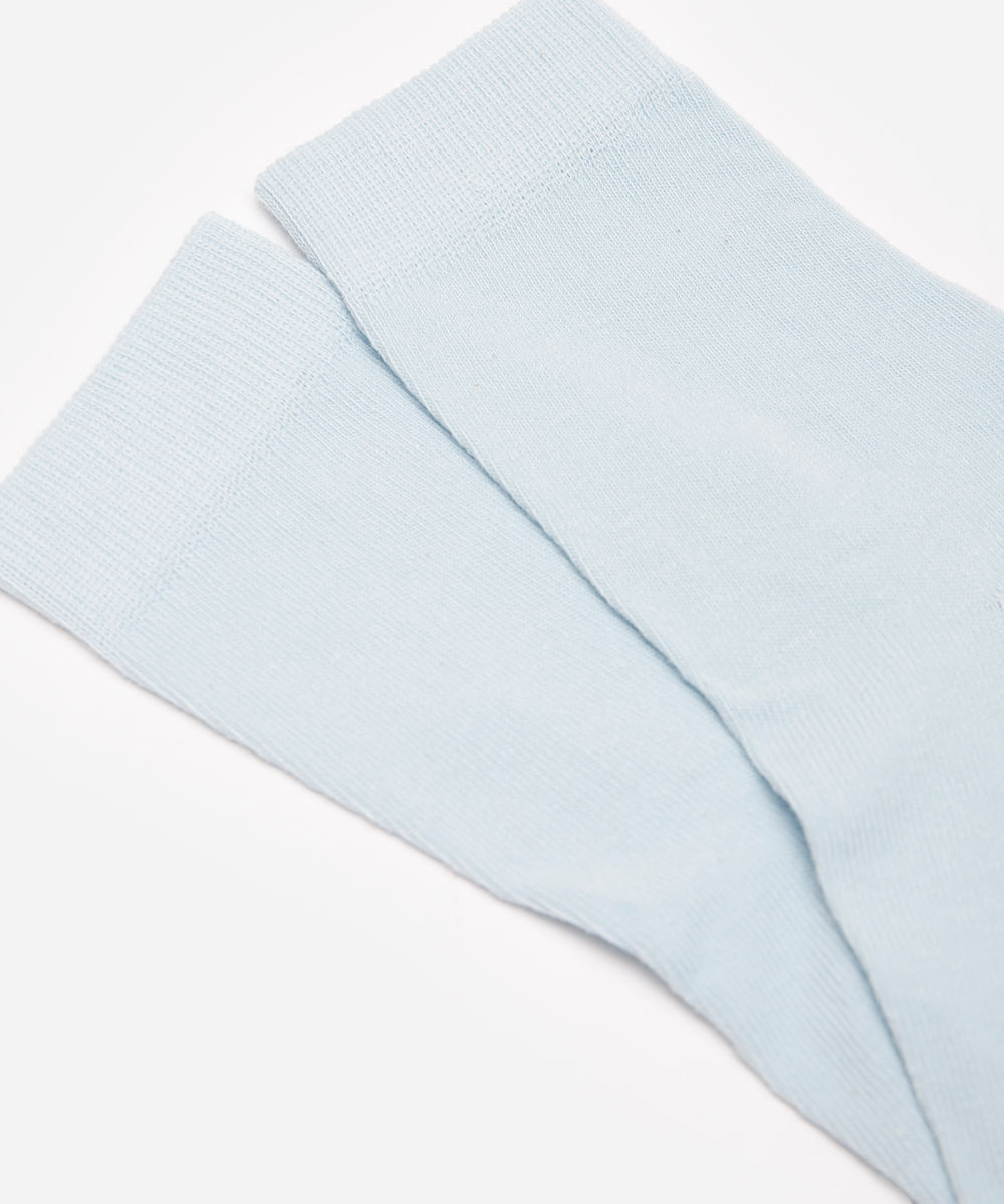 meia cano longo de algodão azul