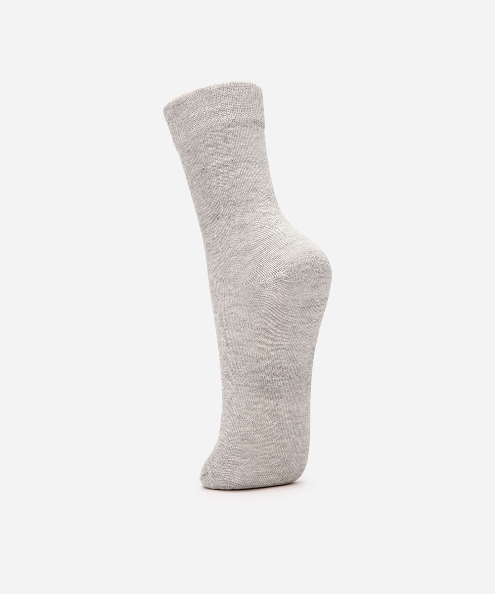 meia cano longo de algodão cinza