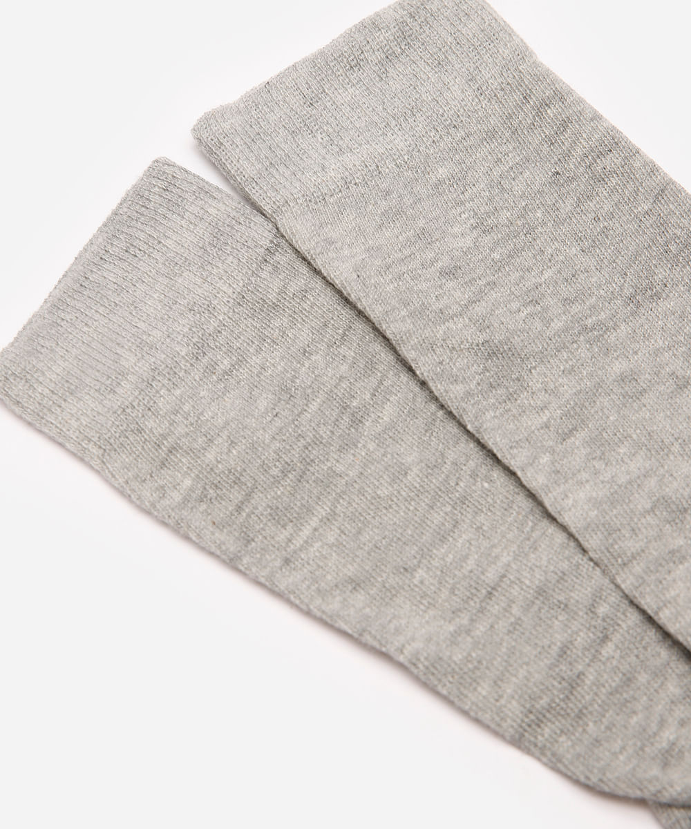 meia cano longo de algodão cinza