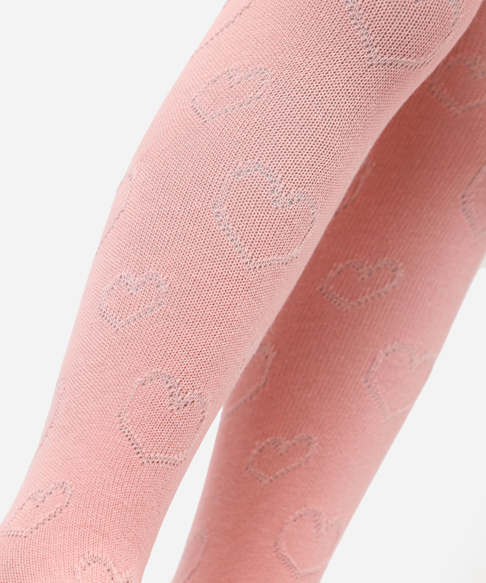 meia calça infantil corações rosa