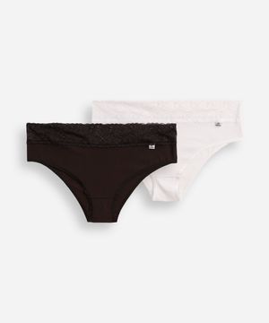 kit de calcinhas biquíni com renda plus size delrio colorido