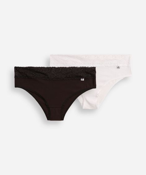 kit de calcinhas biquíni com renda plus size delrio colorido