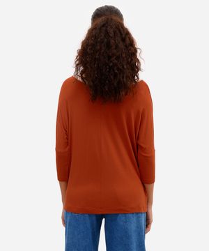 blusa feminina de viscose decote redondo laranja