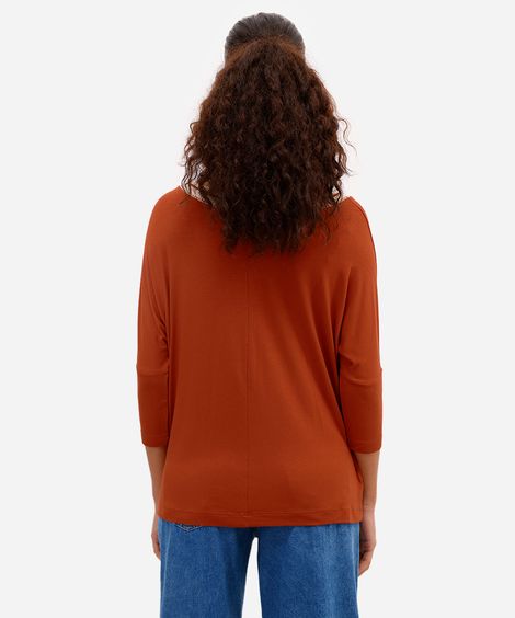 blusa feminina de viscose decote redondo laranja
