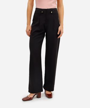 calça wide leg feminina de viscose preta
