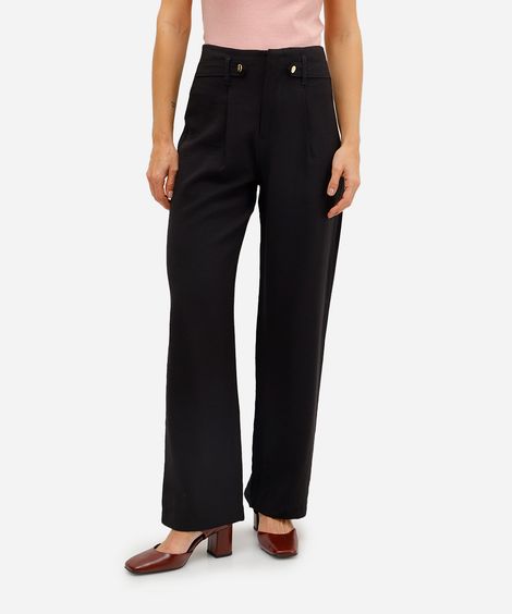 calça wide leg feminina de viscose preta