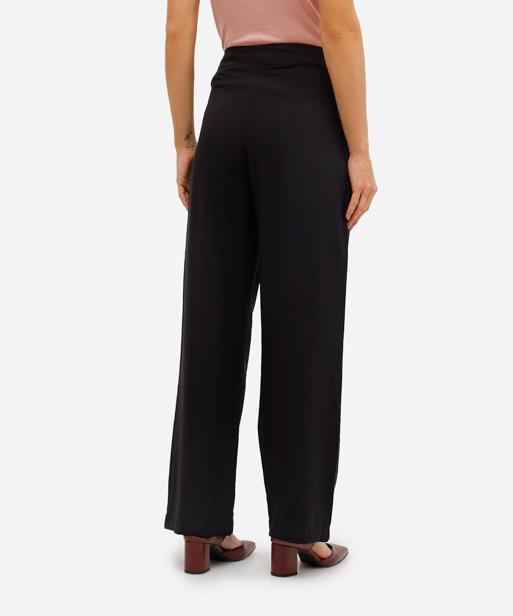 calça wide leg feminina de viscose preta