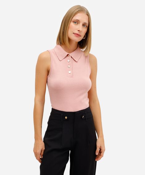 polo feminina de tricot rosa
