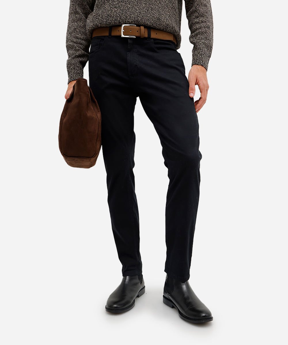 calça slim masculina de sarja preta