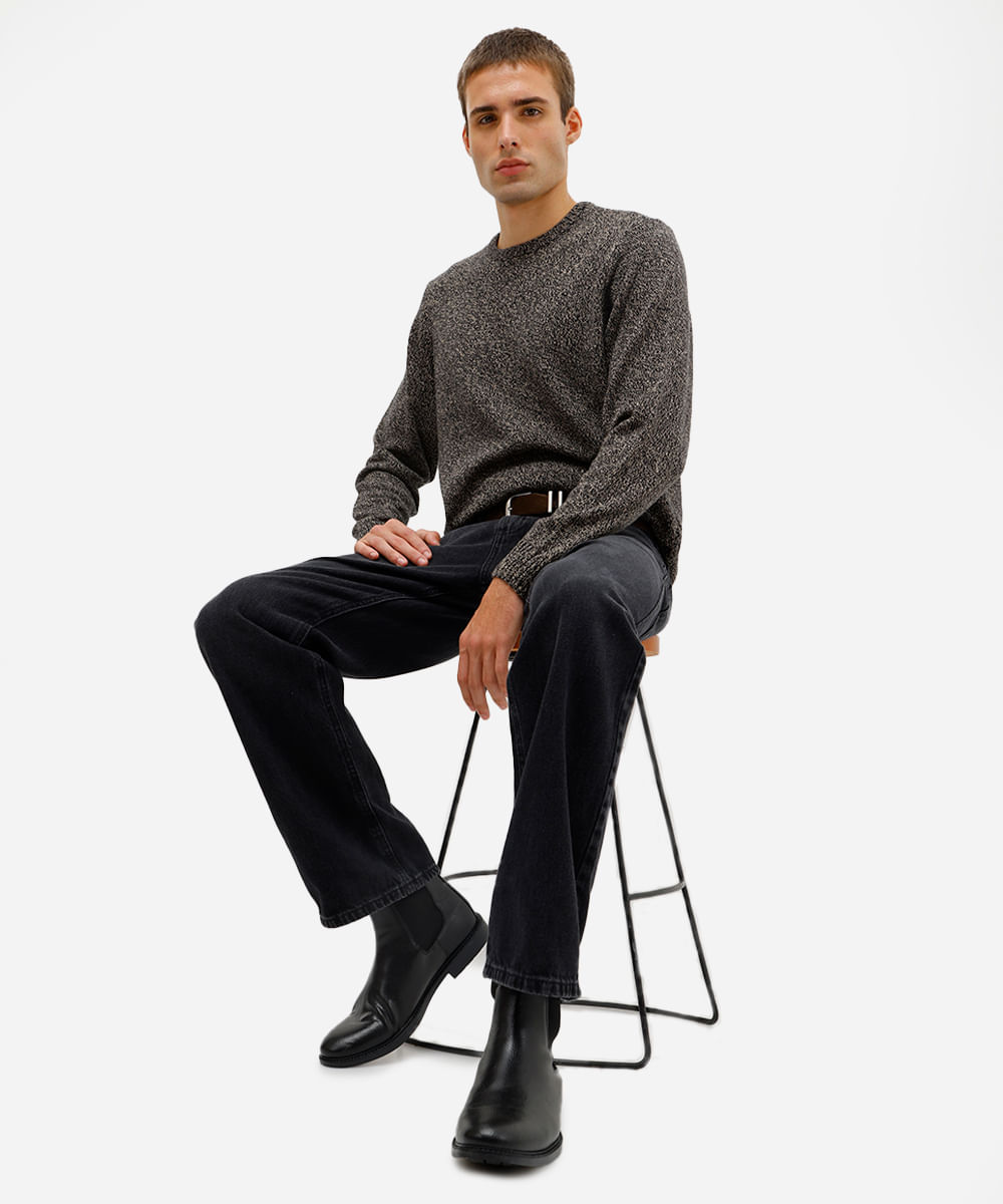 suéter masculino de tricot preto
