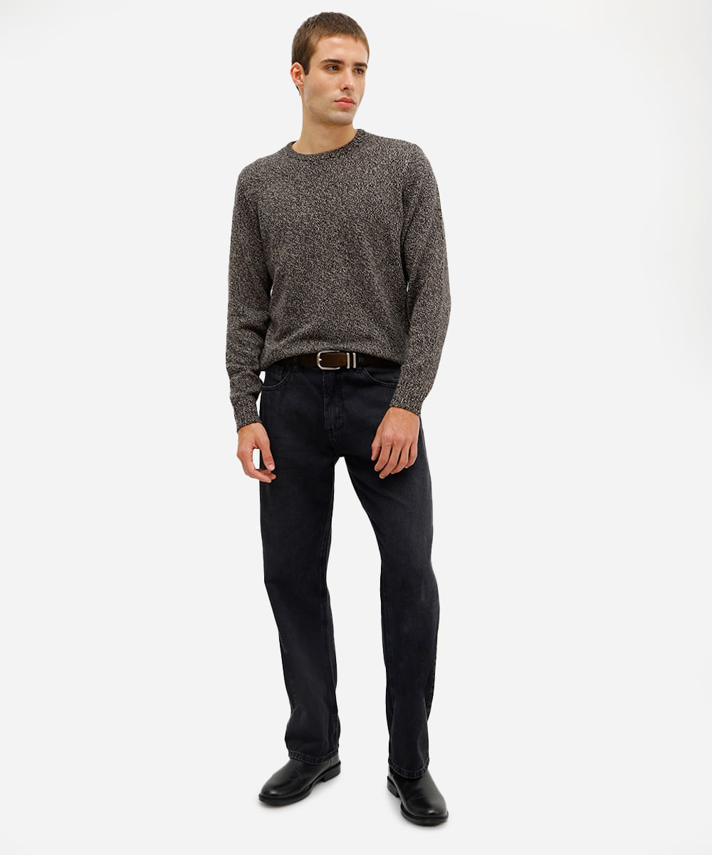 suéter masculino de tricot preto
