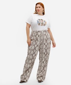 calça copenhagen feminina de sarja animal print mindset plus size colorida