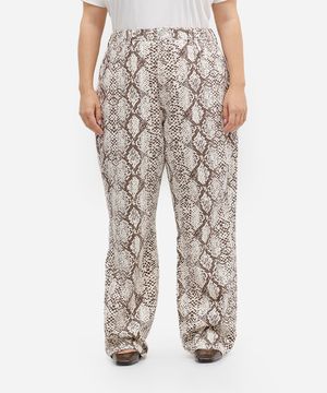 calça copenhagen feminina de sarja animal print mindset plus size colorida