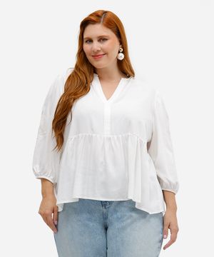 bata feminina de viscose  bordado floral plus size off white