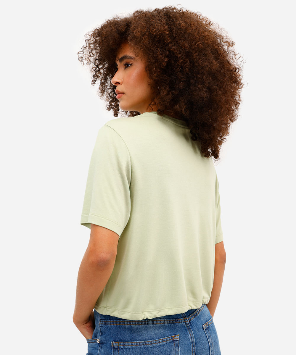 camiseta feminina de viscose meninas super poderosas com amarração verde