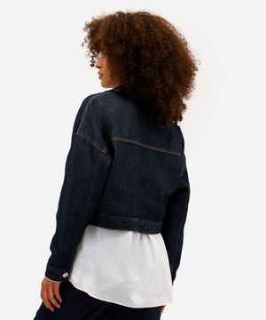 jaqueta cropped feminina jeans azul