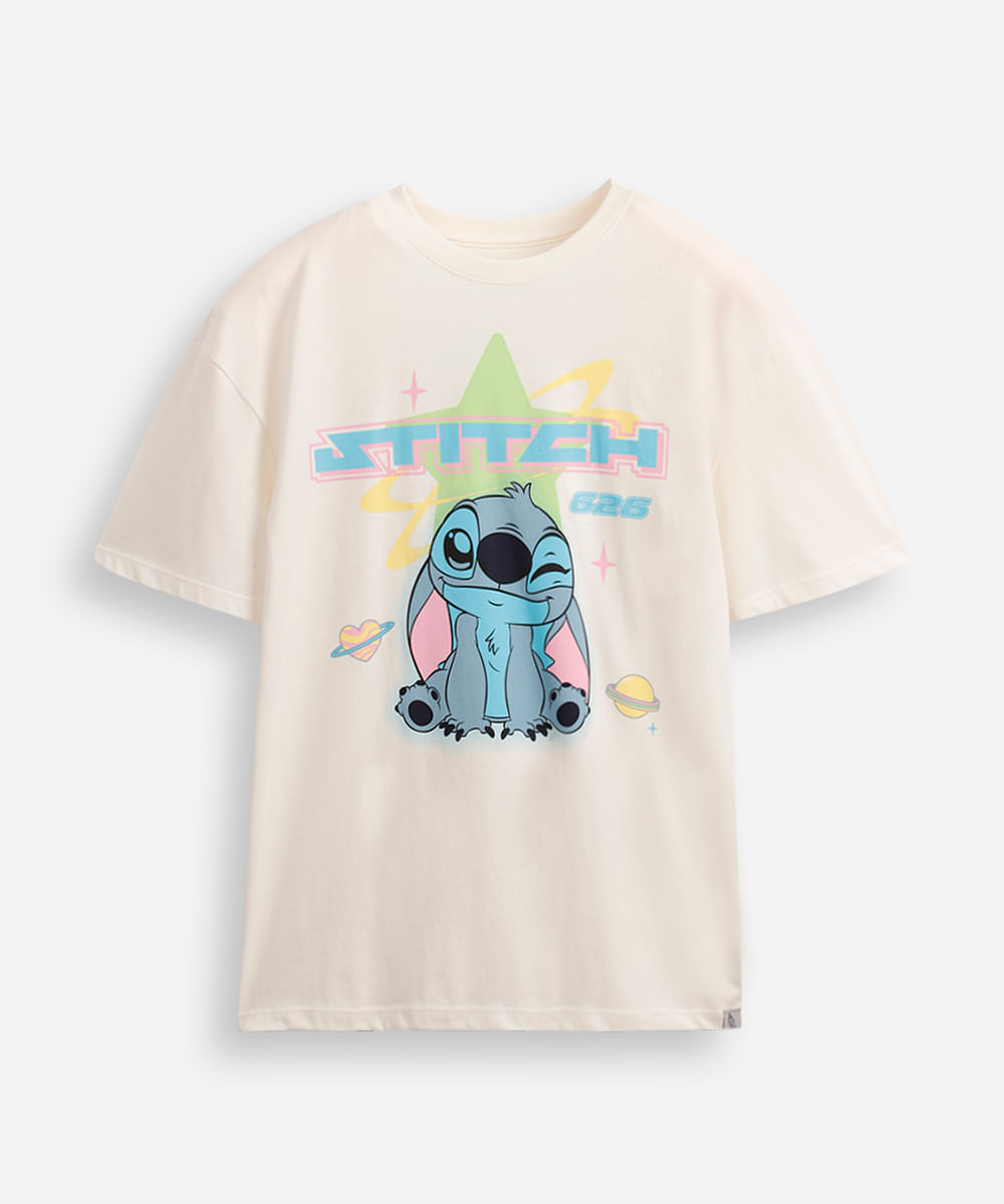 camiseta juvenil de algodão oversized stitch off white