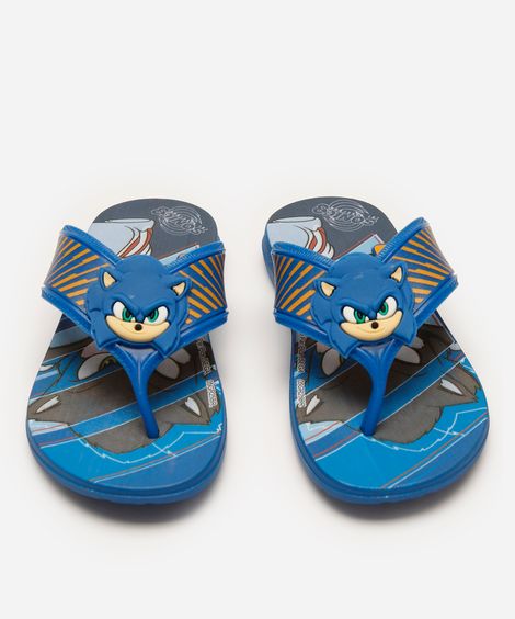chinelo infantil sonic grendene azul
