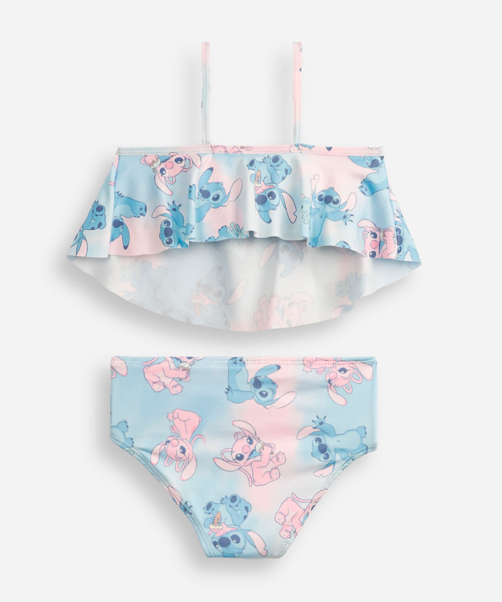 biquíni infantil stitch com scrunchie colorido