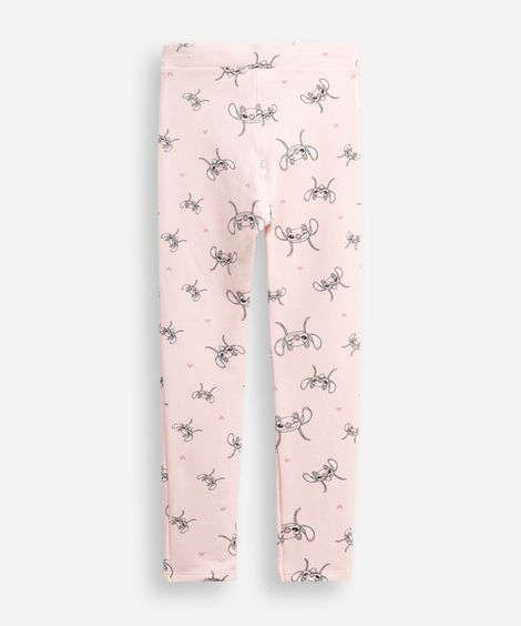 calça legging infantil de algodão angel stitch rosa