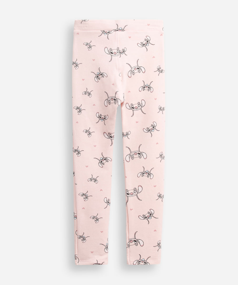 calça legging infantil de algodão angel stitch rosa