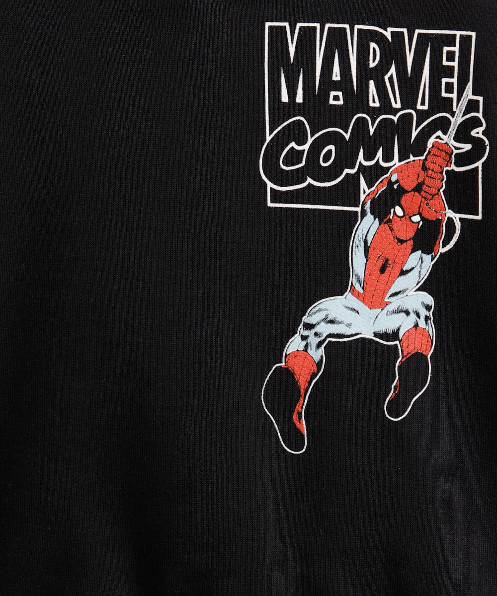 conjunto longo infantil de moletom homem aranha preto