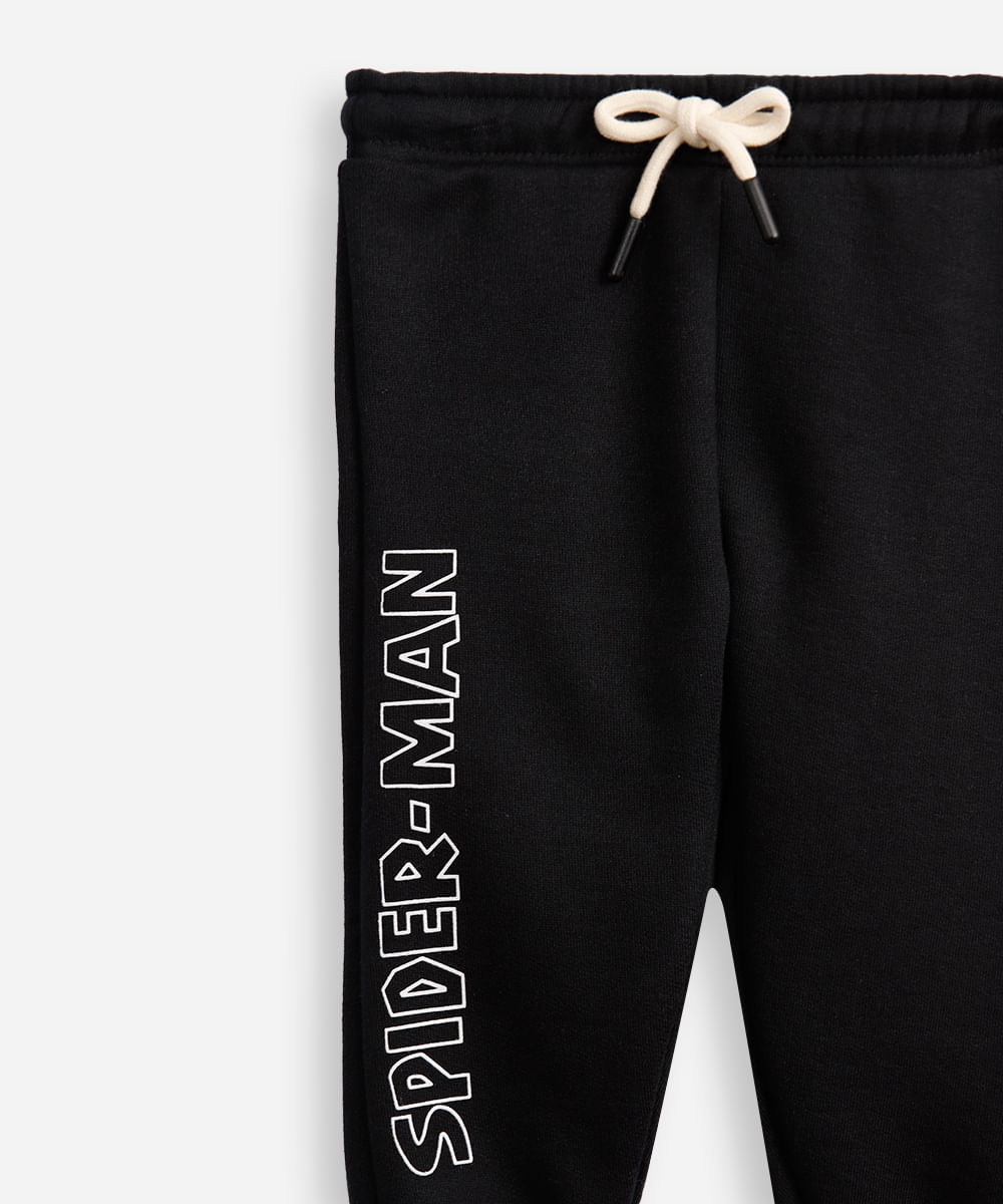 conjunto longo infantil de moletom homem aranha preto