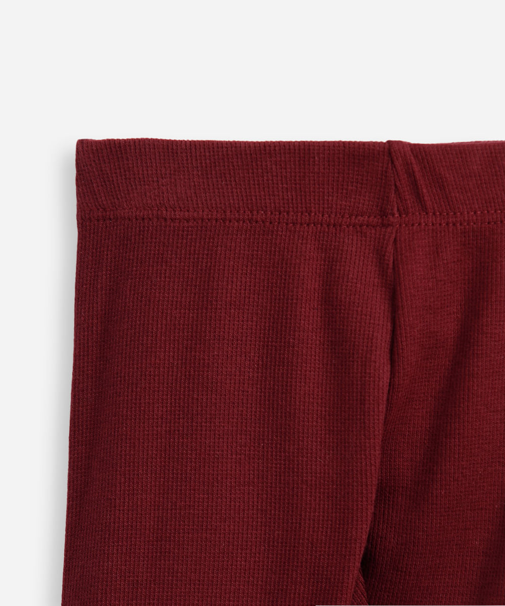 calça legging infantil de algodão com laços canelada vinho