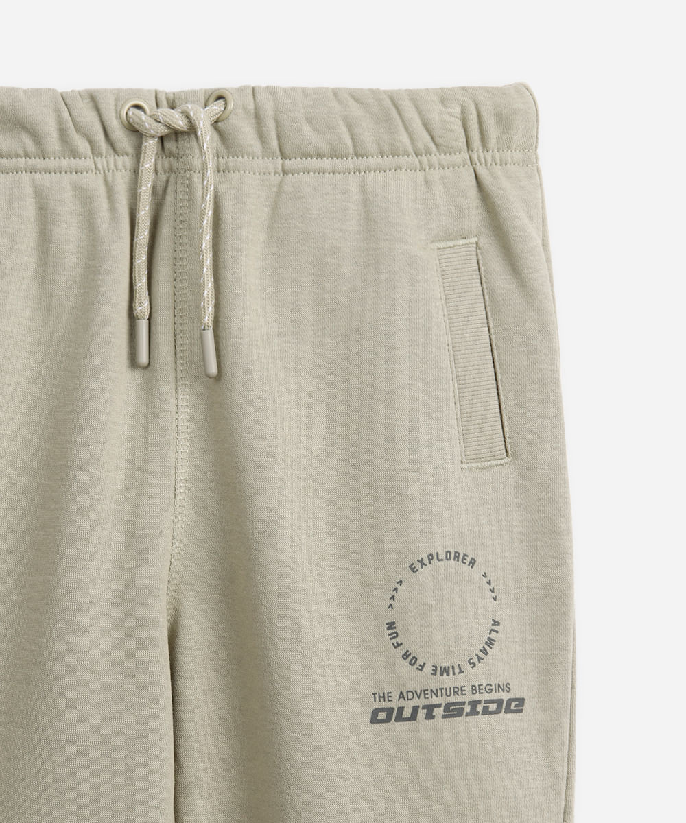 calça jogger infantil de moletom estampada verde