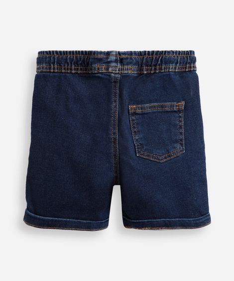 short infantil jeans cós elástico azul