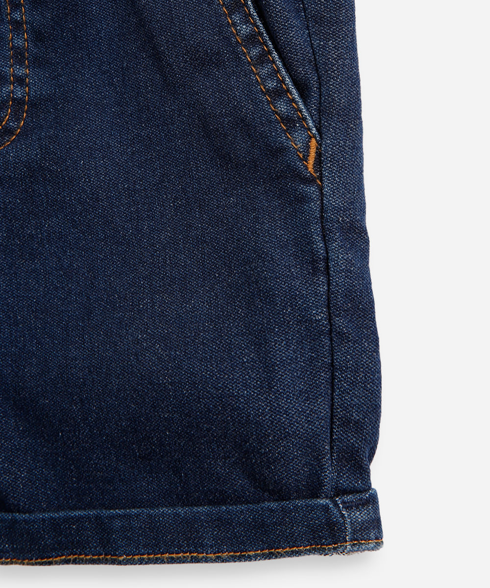 short infantil jeans cós elástico azul