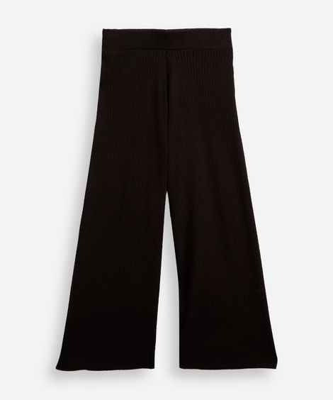 calça reta infantil de tricot canelado preta