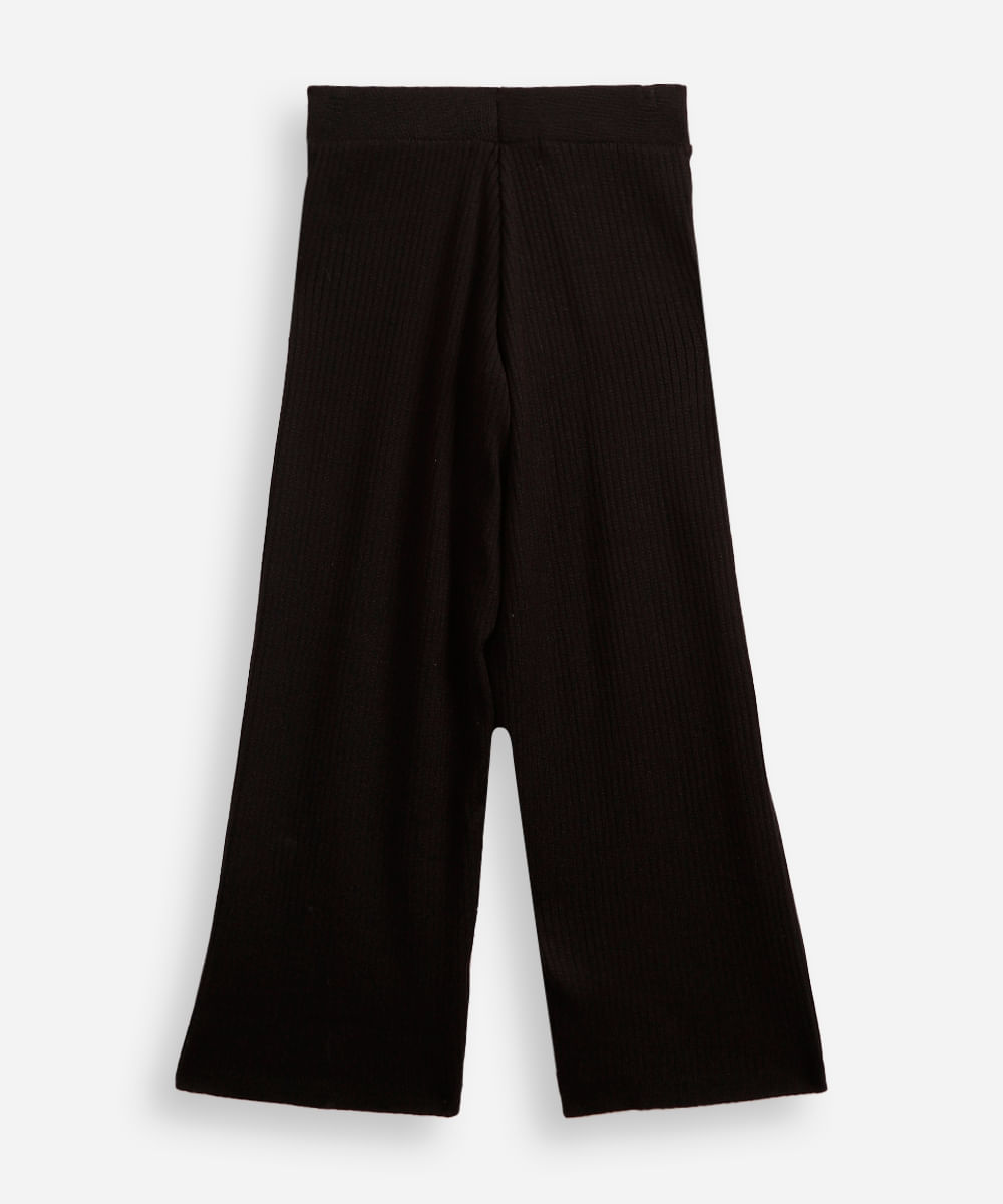 calça reta infantil de tricot canelado preta