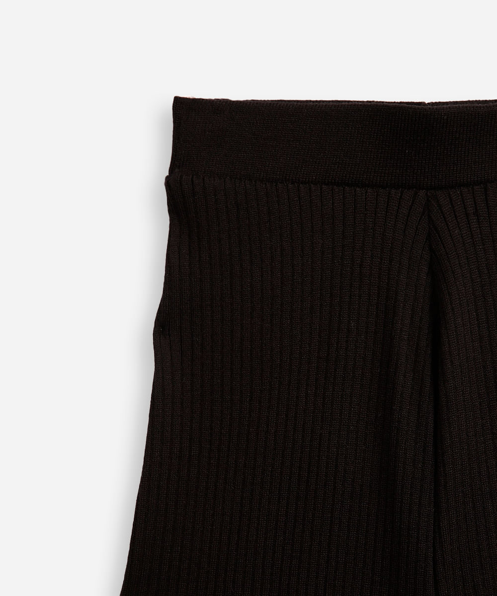 calça reta infantil de tricot canelado preta