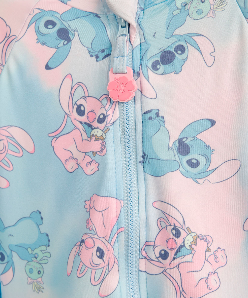 maiô infantil manga longa stitch colorido
