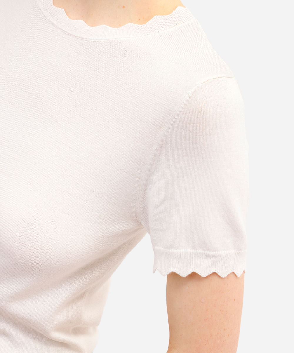 blusa feminina de tricot manga curta off white