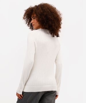 suéter feminino de tricot canelado  off white