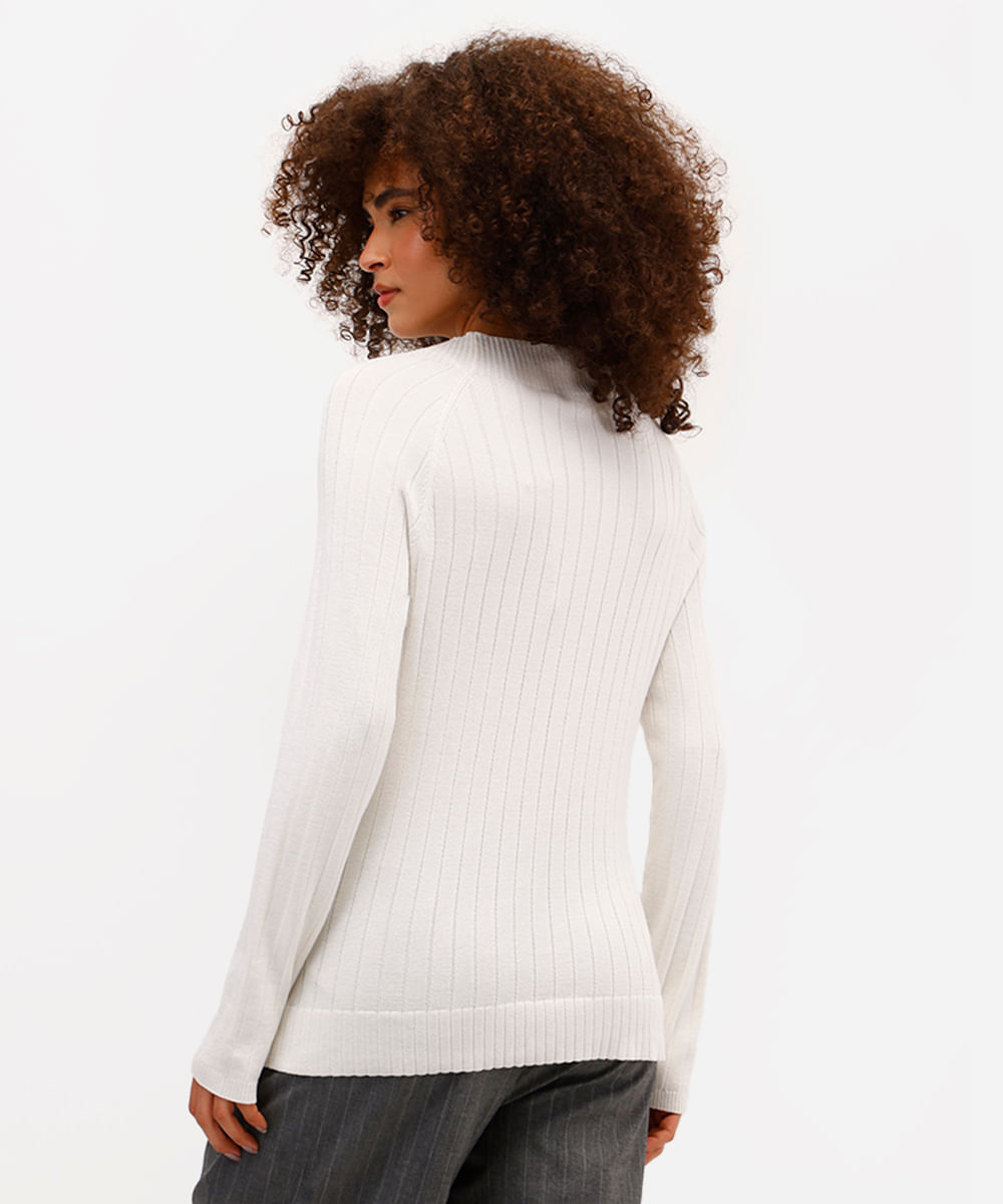 suéter feminino de tricot canelado  off white