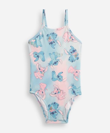 maiô infantil alça fina stitch azul