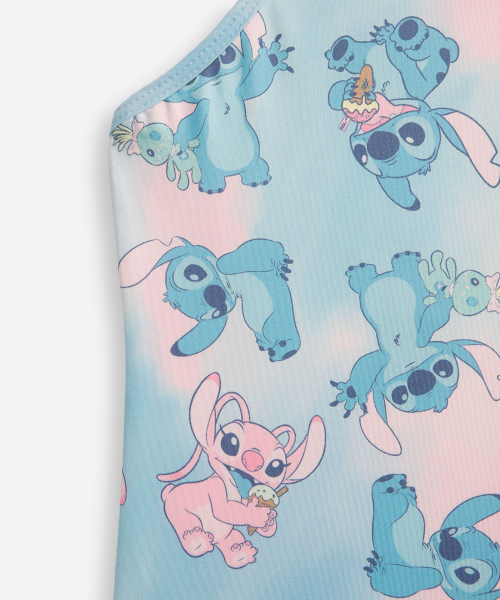 maiô infantil alça fina stitch azul