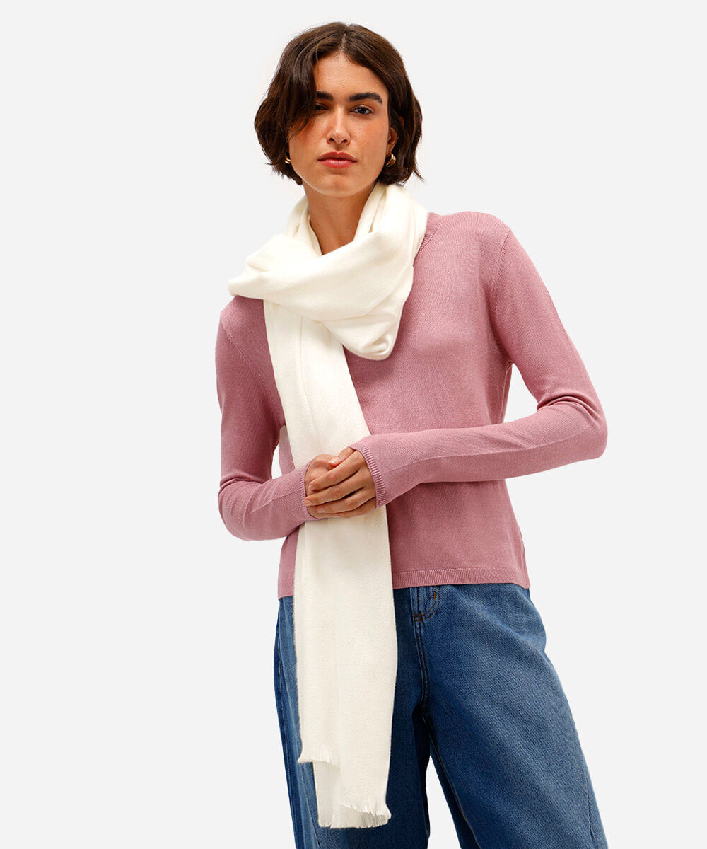 cachecol básico feminino texturizado off white